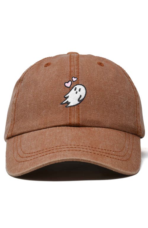Dalix Heartly Ghost Embroidered Cap In Washed Orange