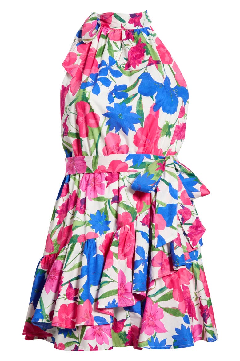 Liran Floral Melis Halter Minidress, Alternate, color, PINK-BLUE