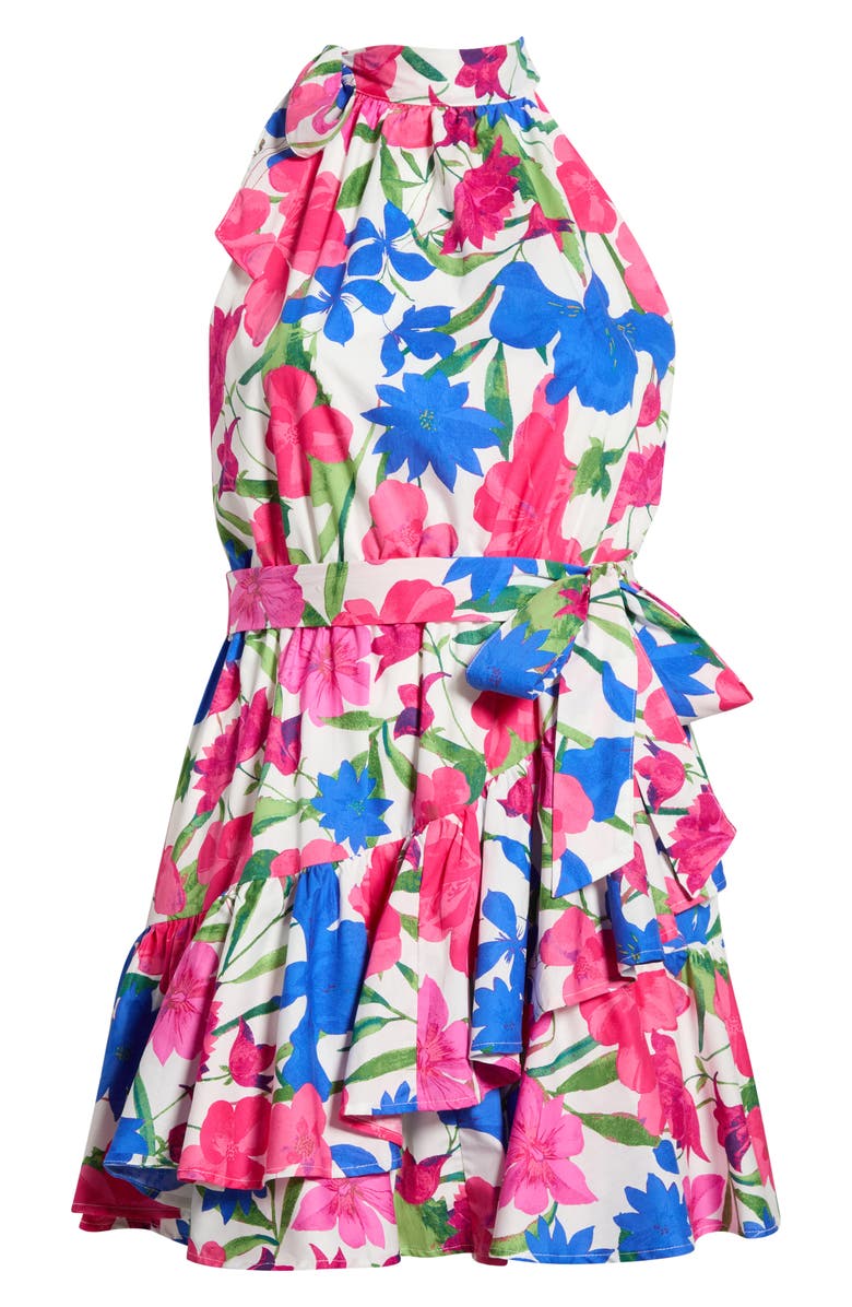SUGARLIPS Liran Floral Melis Halter Minidress, Alternate, color, Pink-Blue
