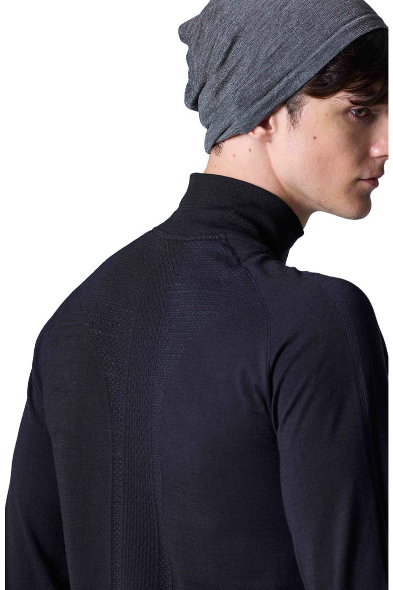 Tech Merino Classic Fit Half Zip Long Sleeve Base Layer, Alternate, color, Black