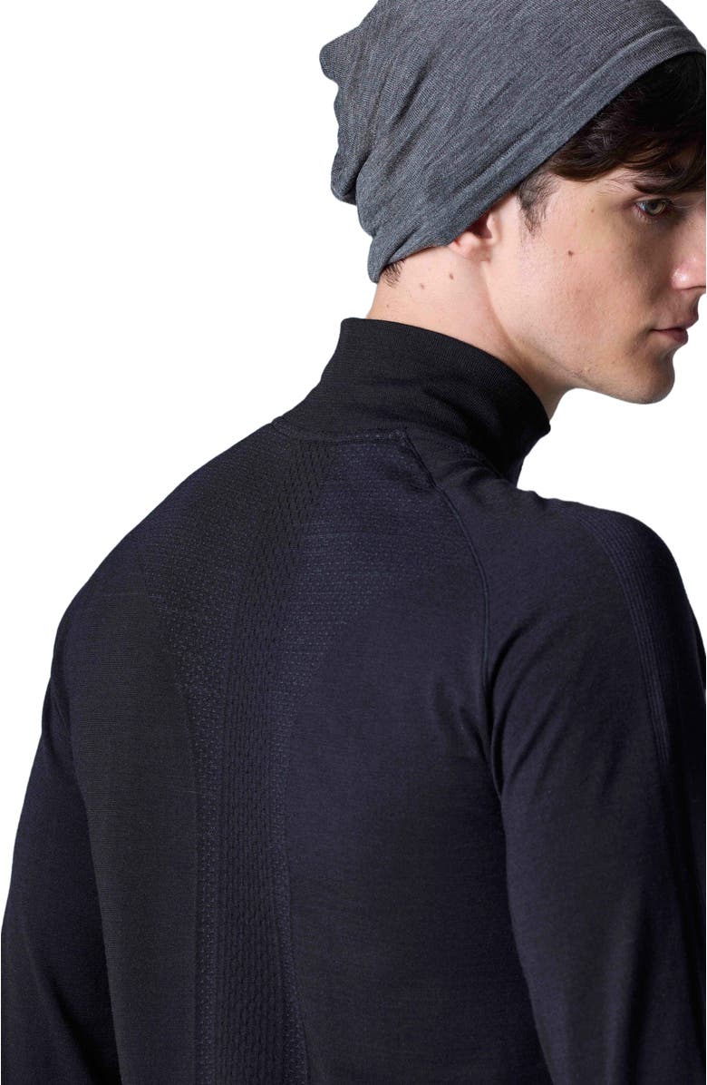COZY ZERO Tech Merino Classic Fit Half Zip Long Sleeve Base Layer, Alternate, color, Black
