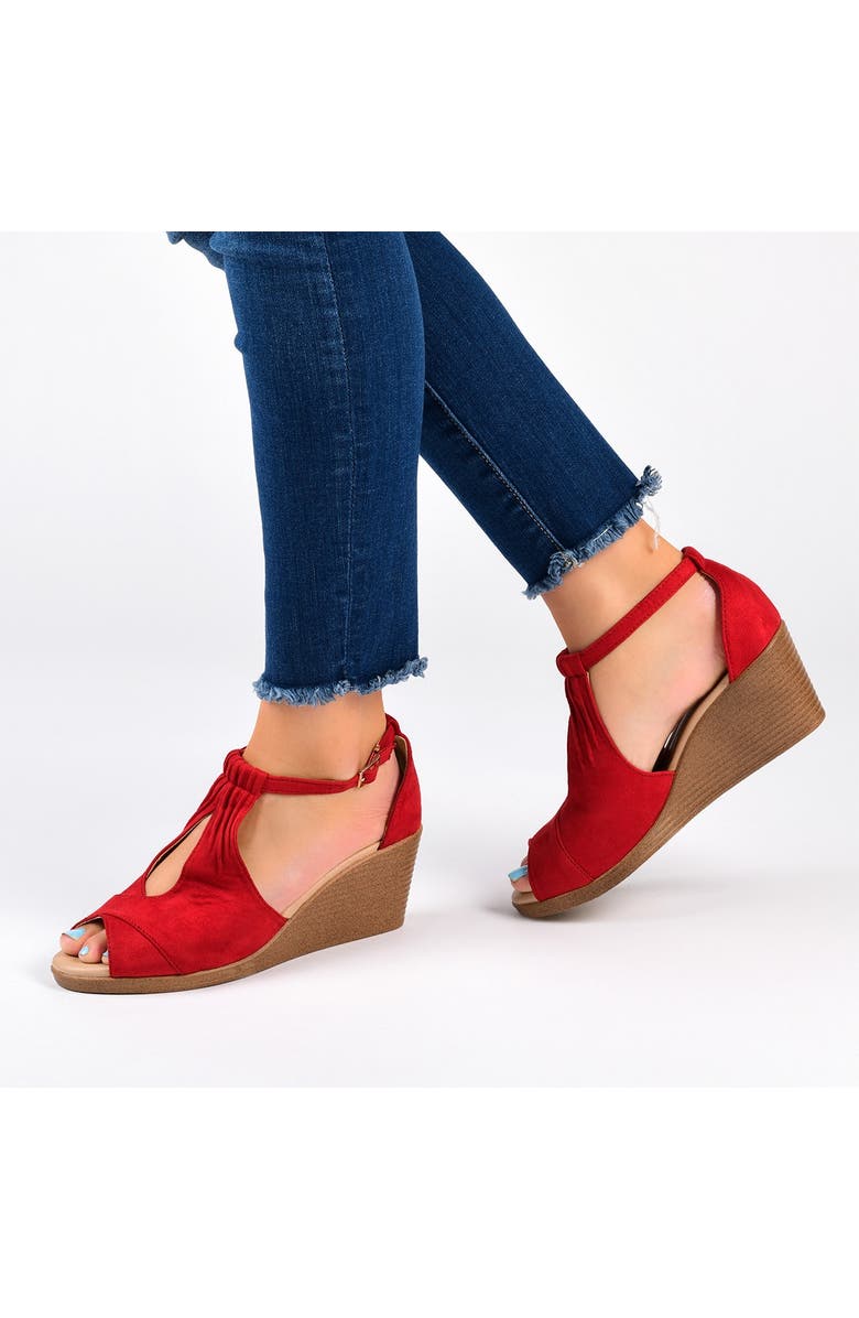 Journee Collection JOURNEE Kedzie Wedge Sandal, Alternate, color, Black