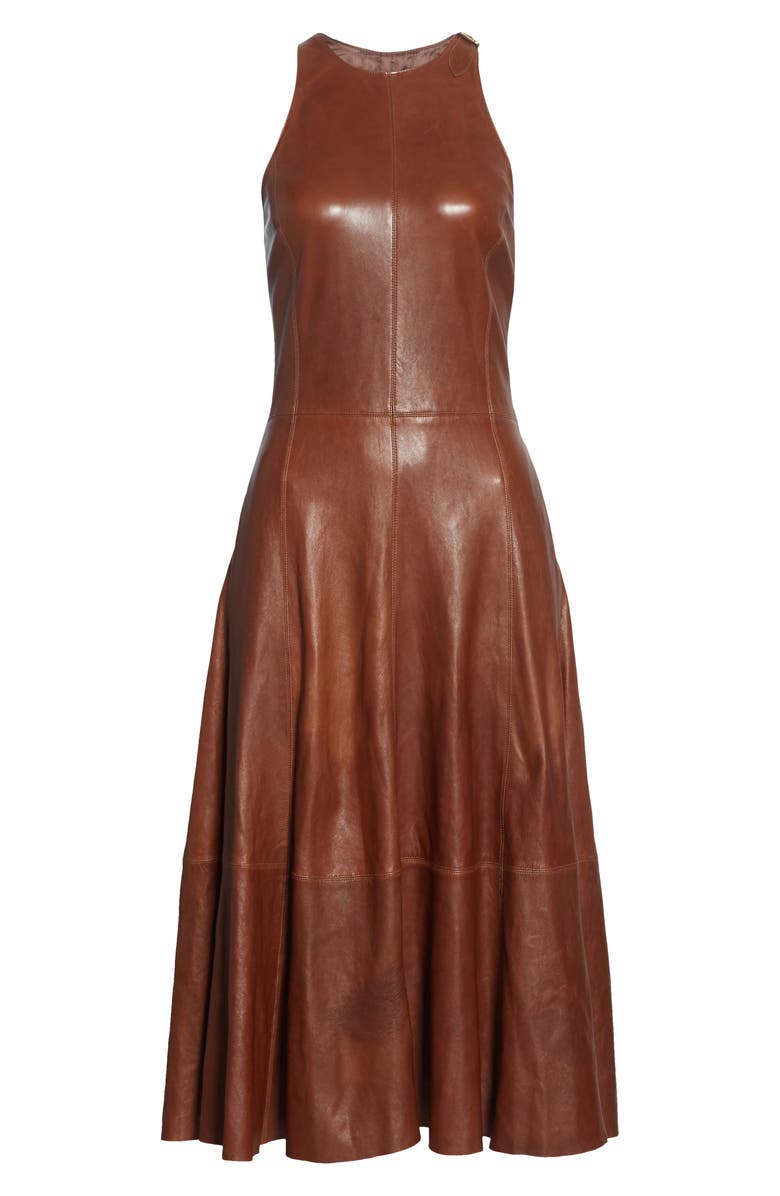 Polo Ralph Lauren Leather Sleeveless Fit & Flare Dress, Alternate, color, 