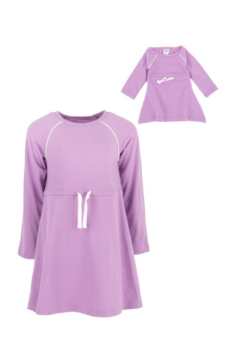 Girls Bow Tie Dress with Matching Doll Dress