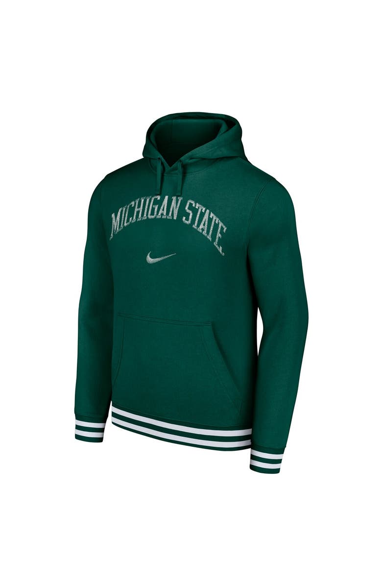 Nike Men's Nike Green Michigan State Spartans Distressed Sketch Retro Fitted Pullover Hoodie, Alternate, color, Green