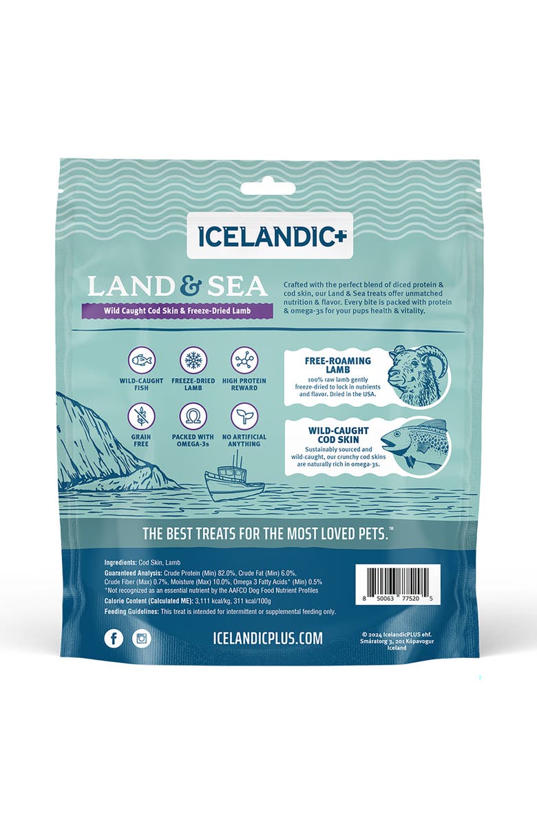 ICELANDIC+ Land & Sea Wild Caught Cod Skin & Freezedried Lamb, Alternate, color, Multicolored