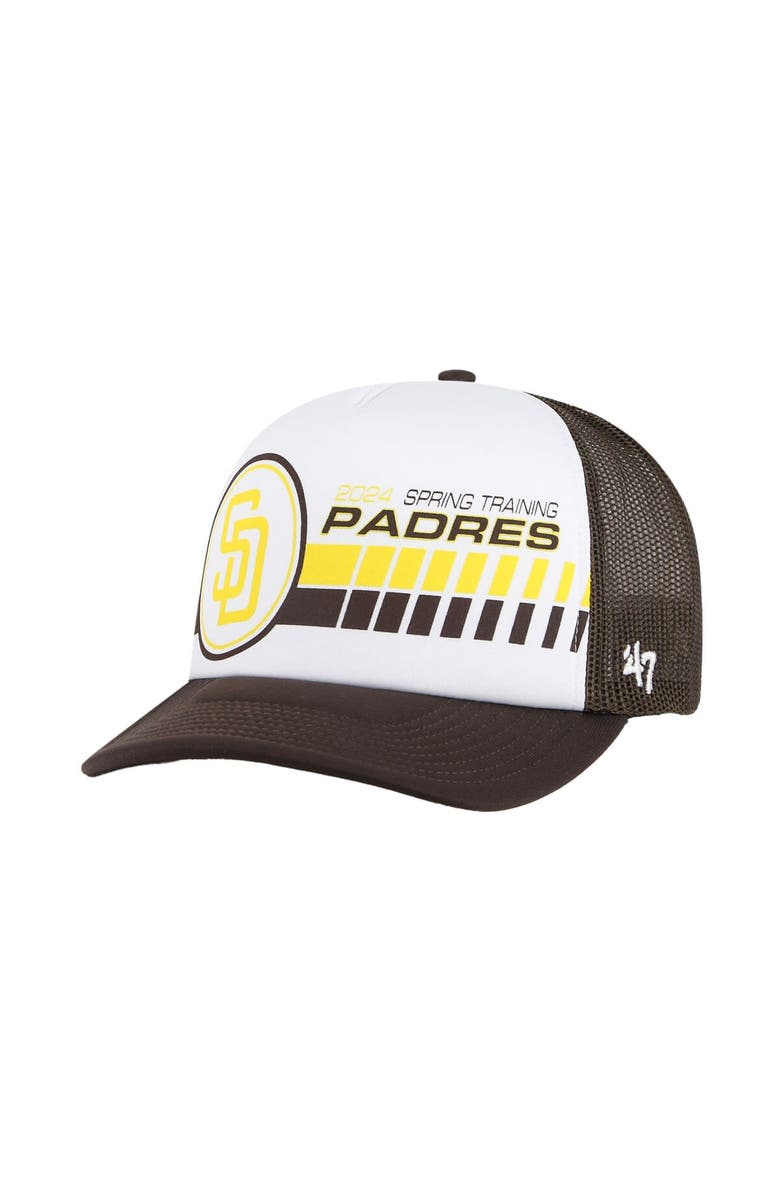 '47 Men's '47  White/Brown San Diego Padres 2024 Spring Training Foam Trucker Adjustable Hat, Main, color, 