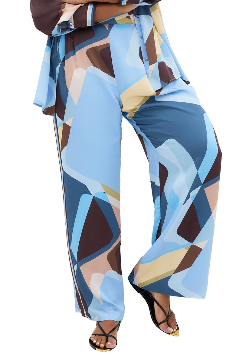 Amaya Print Wide Leg Pants, Main, color, BLUE ABSTRACT