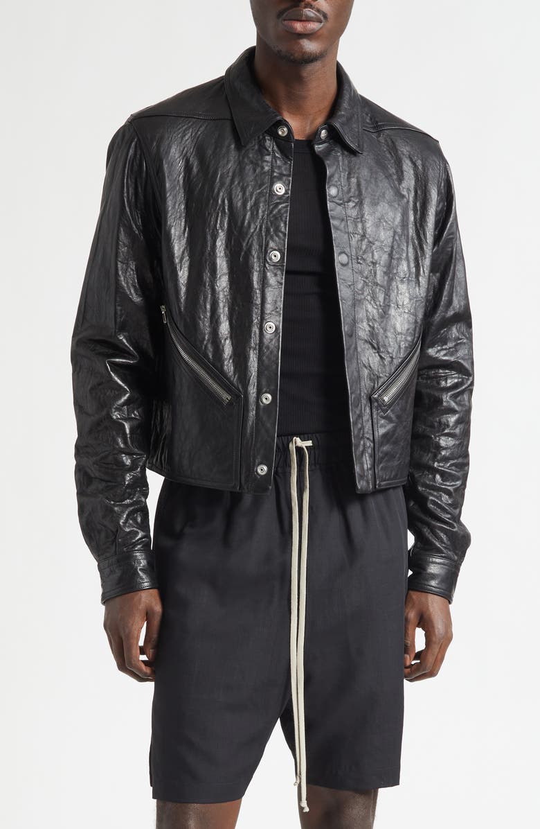 Rick Owens Tour Alice Leather Jacket, Main, color, Black