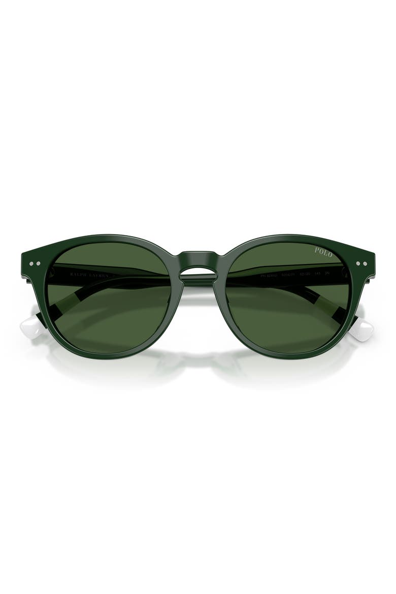 52mm Round Sunglasses, Alternate, color, SHINY GREEN / DARK GREEN