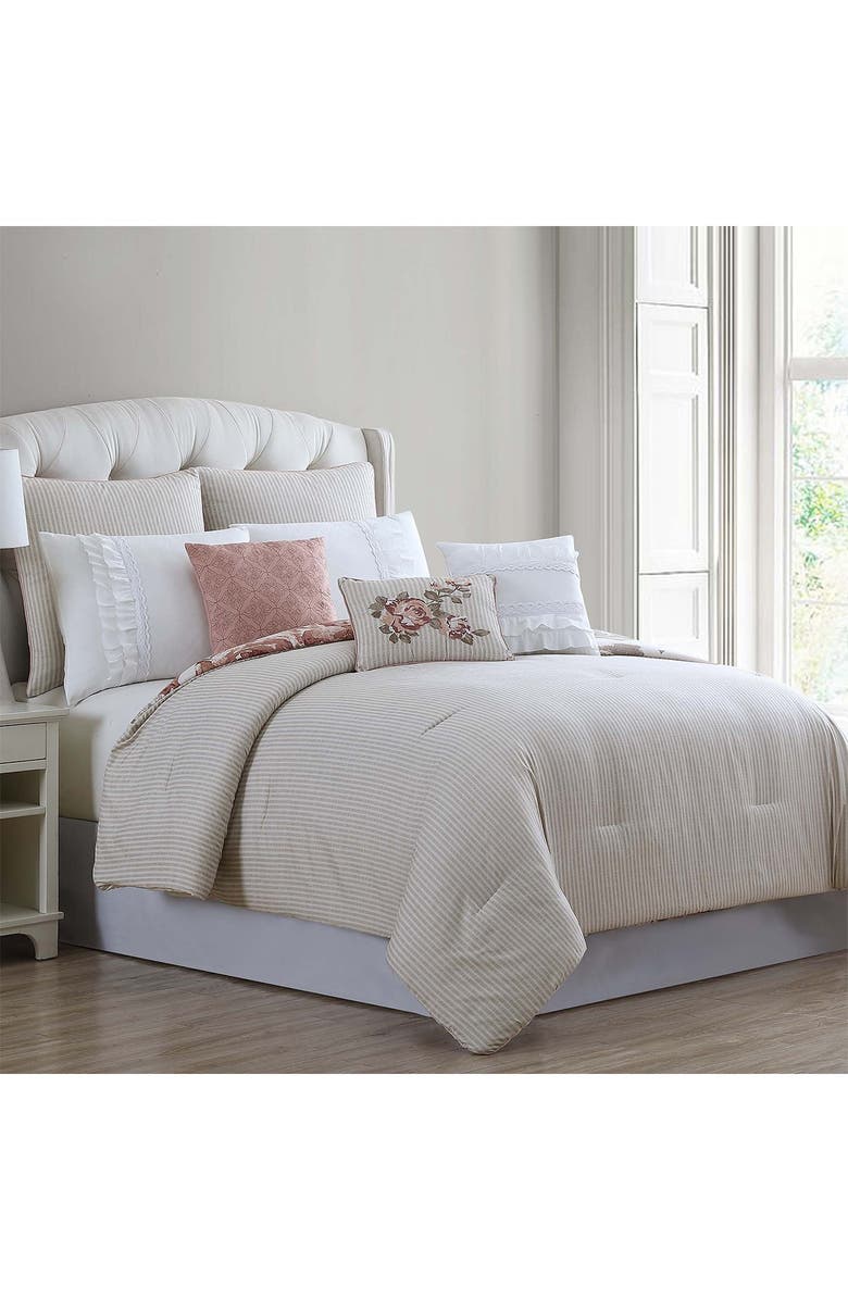 Modern Threads King/California King Fiona Embellished Comforter Set - Off-White/Rose, Alternate, color, 
