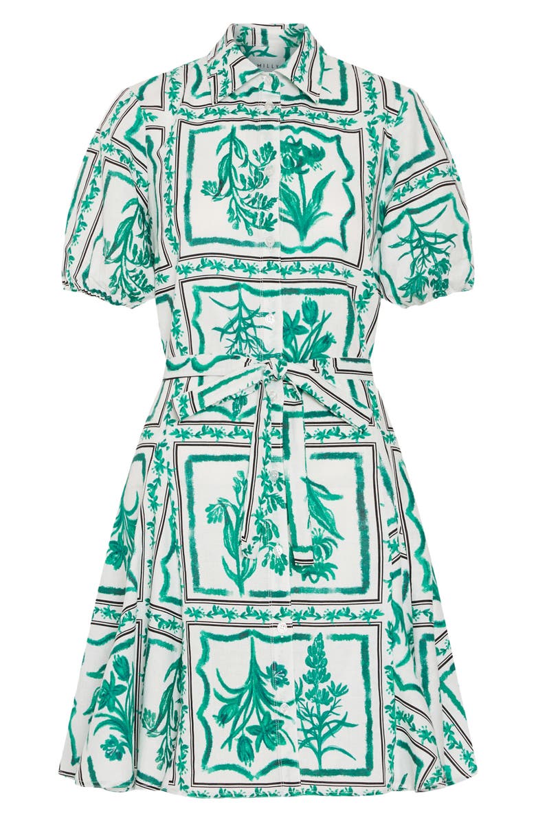 Milly Floral Tile Linen Blend Minidress, Alternate, color, 