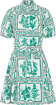 Milly Floral Tile Linen Blend Minidress