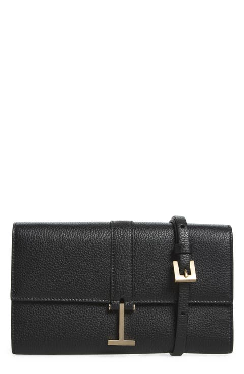 Kara Grain Leather Crossbody Wallet