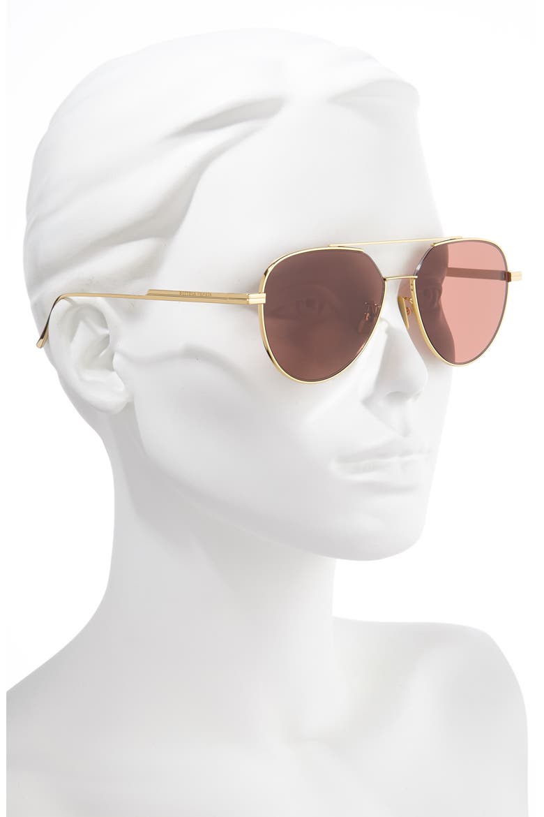 57mm Aviator Sunglasses, Alternate, color, GOLD/ RED