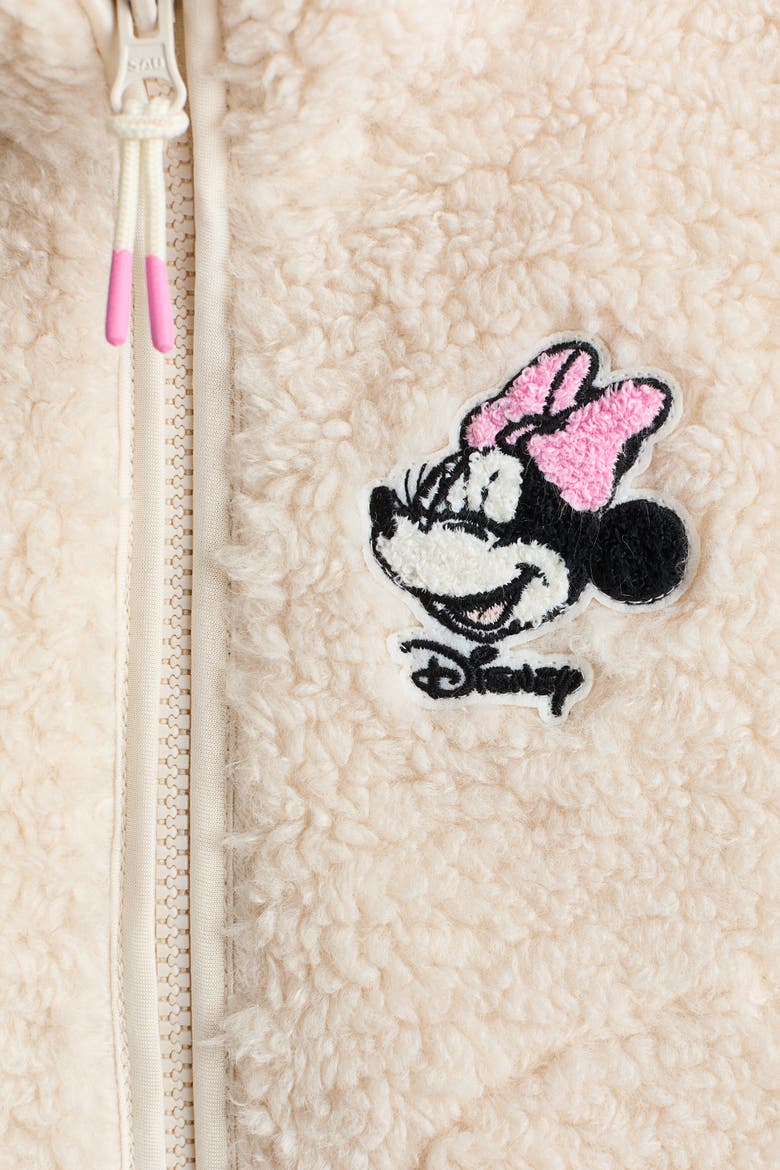Motif-detail Teddy Gilet, Alternate, color, Light beige/Minnie Mouse