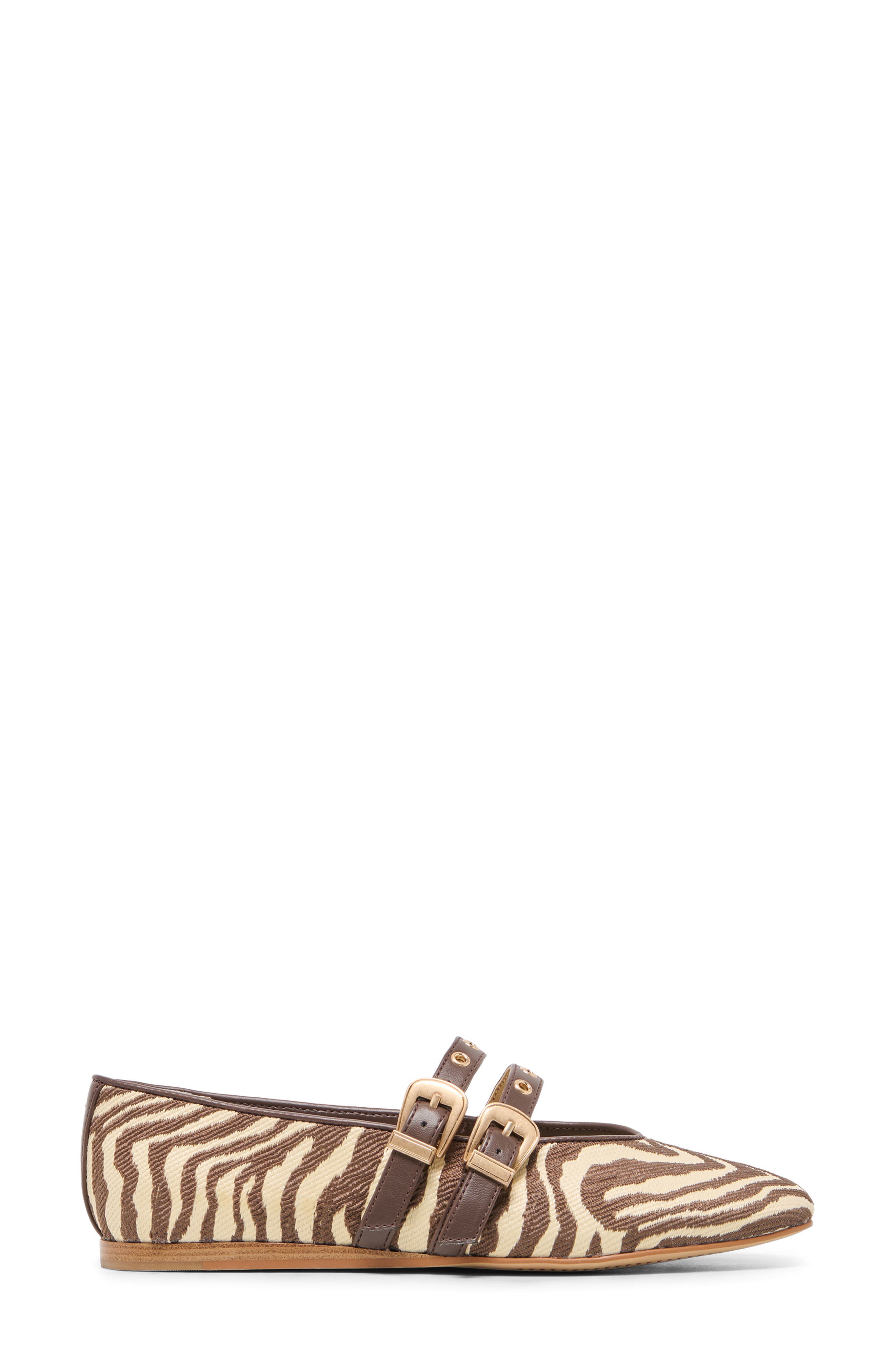 Baylee Grommet Mary Jane Flat, Alternate, color, BEIGE ZEBRA RAFFIA