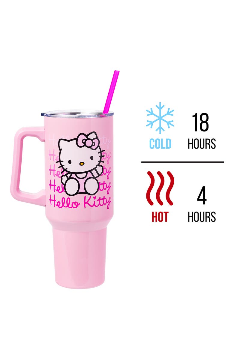 Hello Kitty 40-Ounce Travel Tumbler with Handle & Straw, Alternate, color, Pink Multi