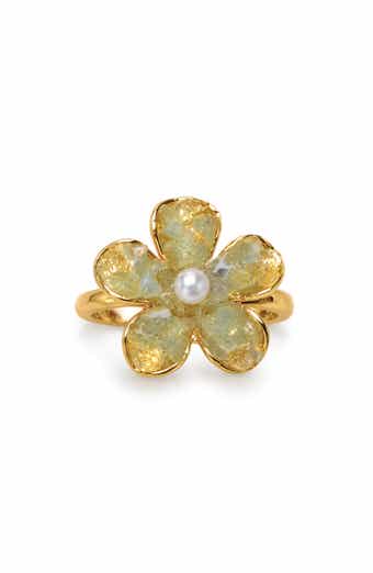 Golden Druzy Flower Ring