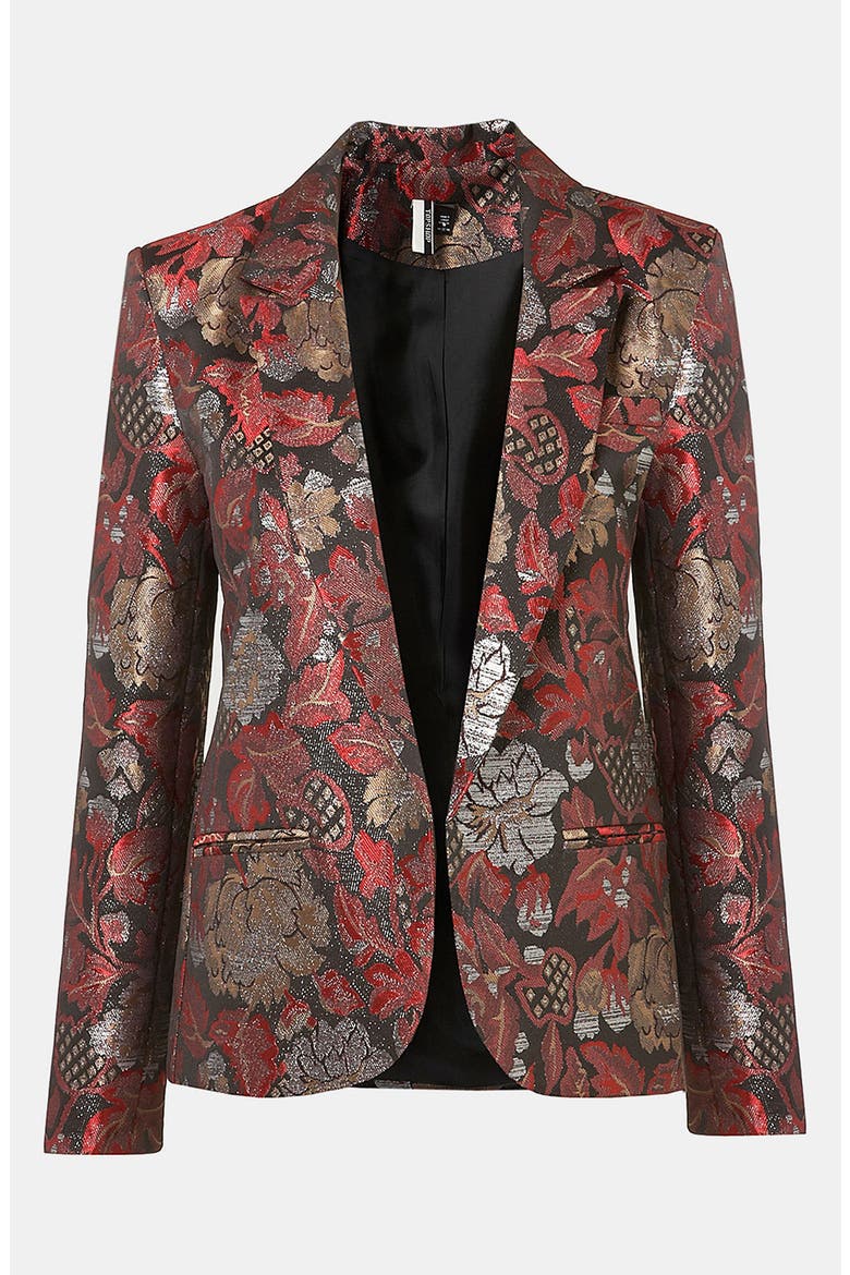 Metallic Jacquard Blazer, Main, color, RED