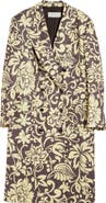 Dries Van Noten Rosea Historical Floral Double Breasted Scuba Knit Overcoat