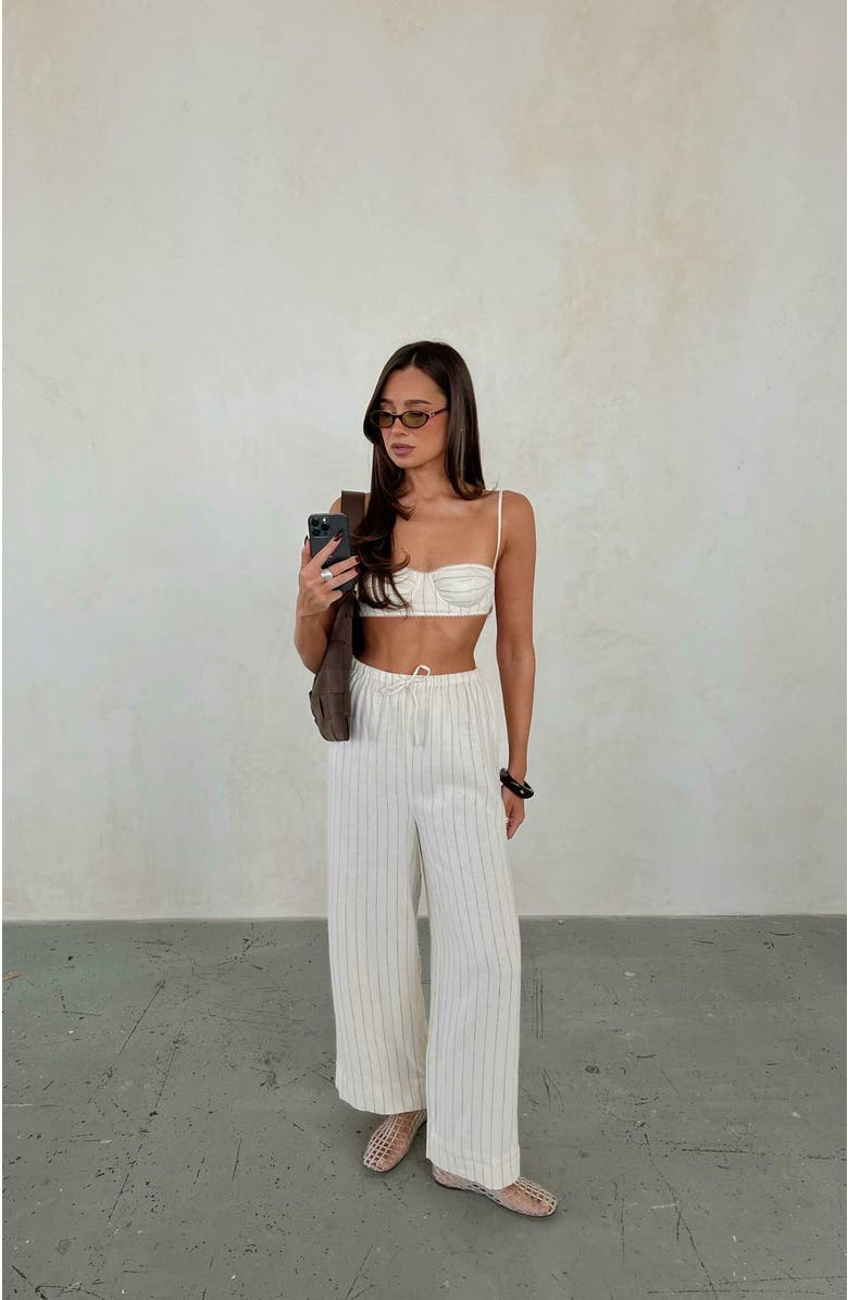 WeWoreWhat Tie Waist Pant, Alternate, color, Antique Wht Mlt