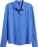 Eileen Fisher Classic Collar Easy Silk Button-Up Shirt