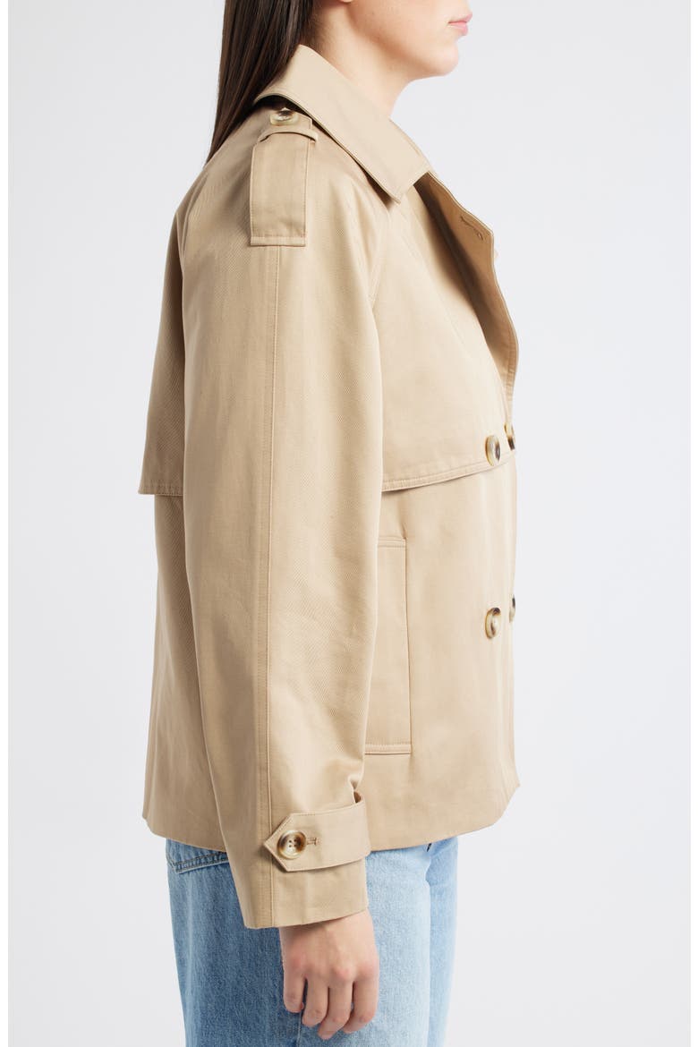 Short Cotton Trench Coat, Alternate, color, KHAKI