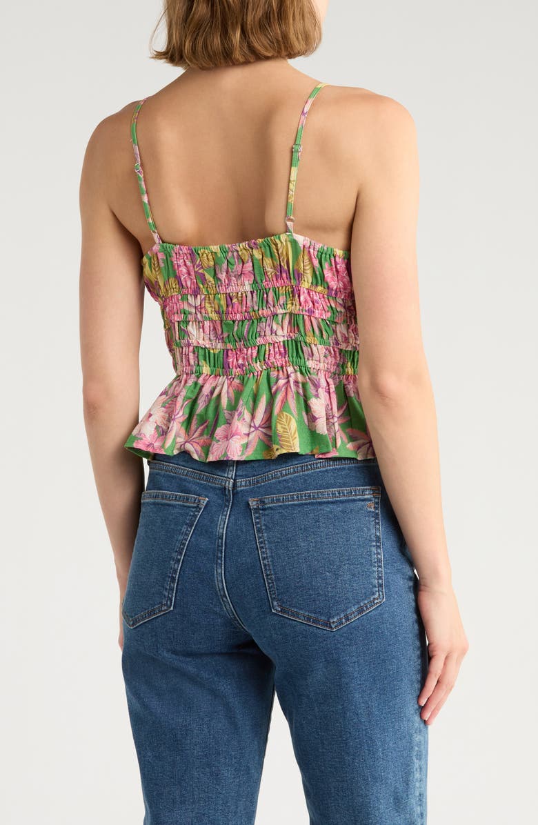 NSR Strappy Smocked Camisole, Alternate, color, Green/ Pink Floral