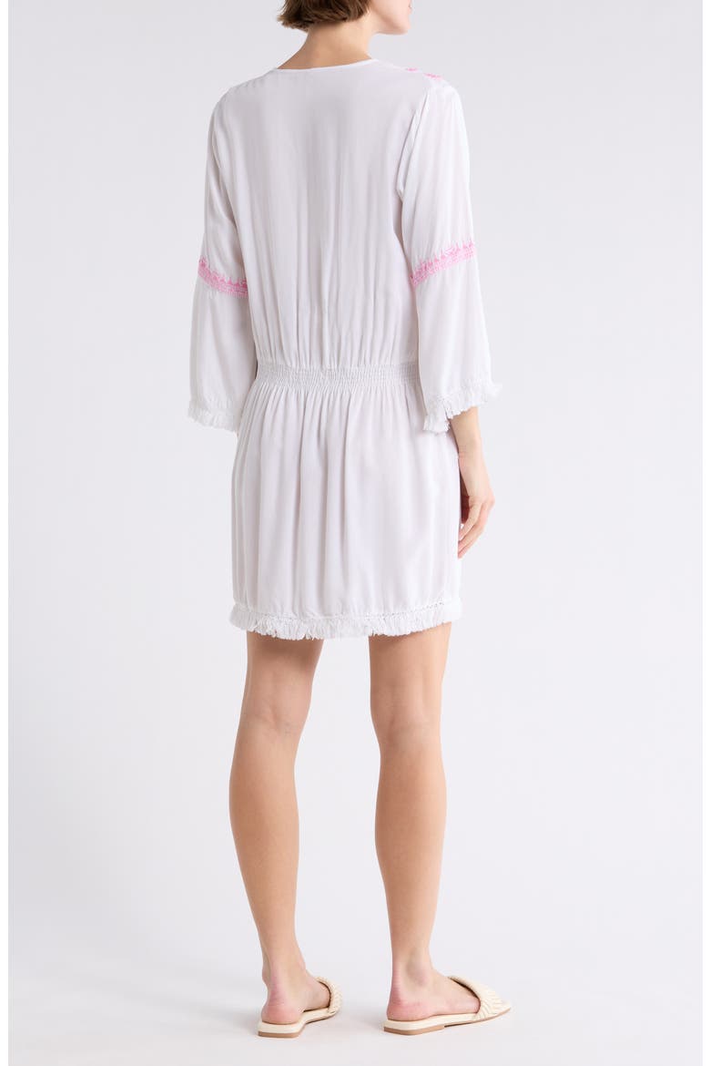 Embroidered Cover-Up Dress, Alternate, color, WHITE/PINK