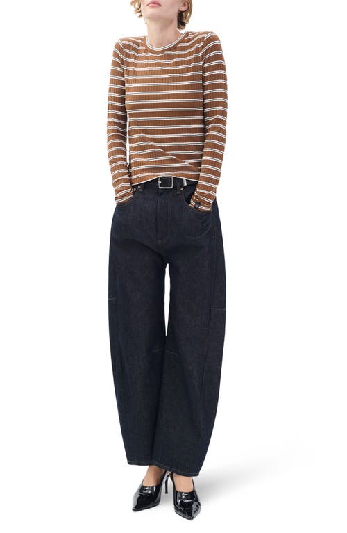 Rag & Bone /jean Luca Rib Stripe Long Sleeve T-shirt In Brown