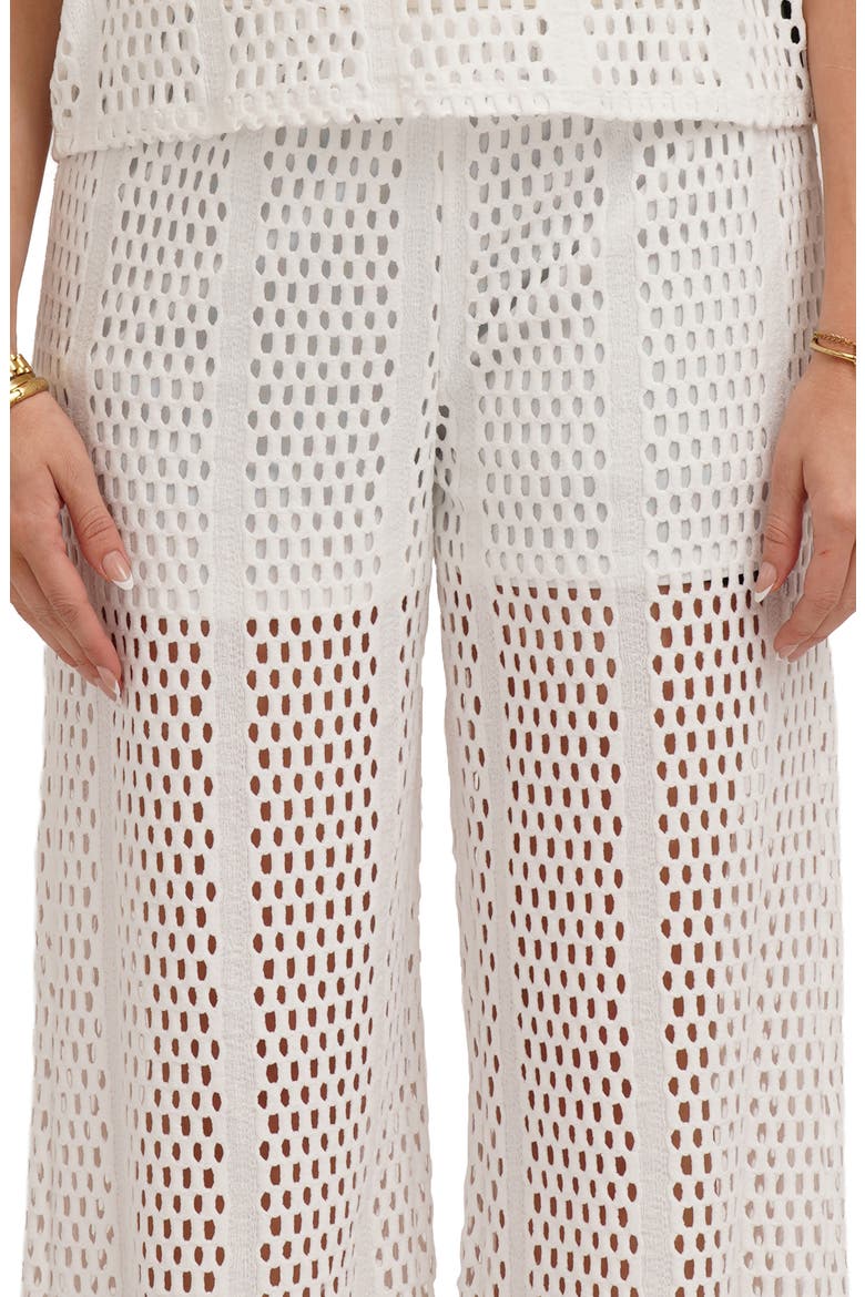 Open Stitch Wide Leg Pull On Pants, Alternate, color, WHITE
