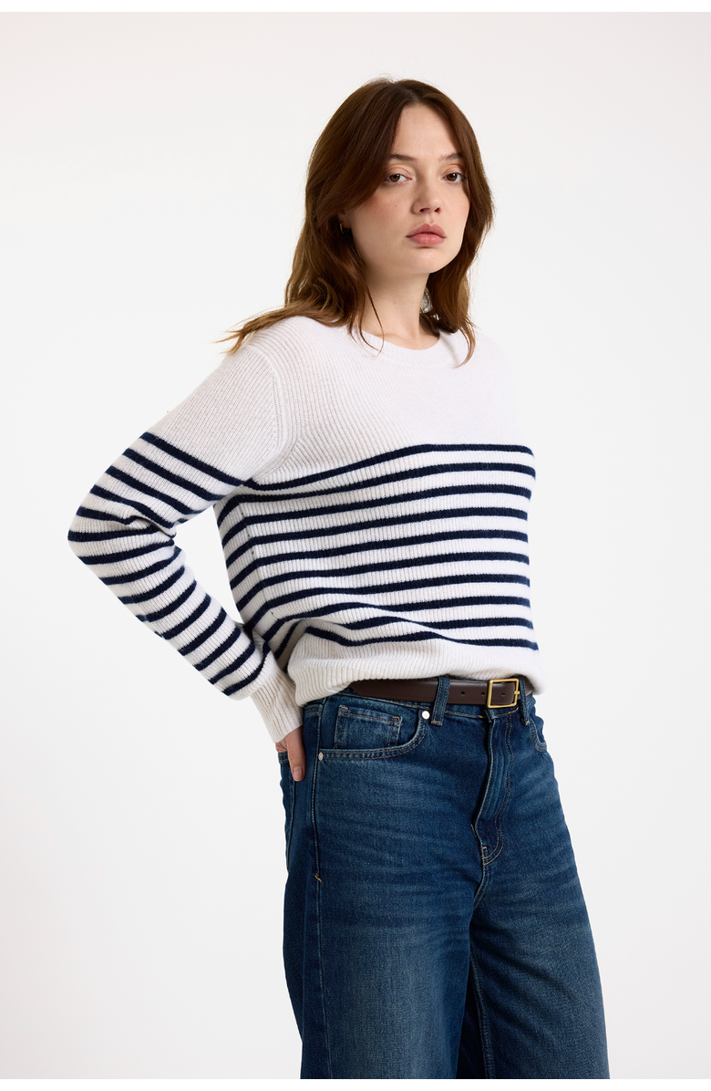 Brodie Pure Cashmere Kate Crew Neck 100% Cashmere Sweater, Main, color, Organic White