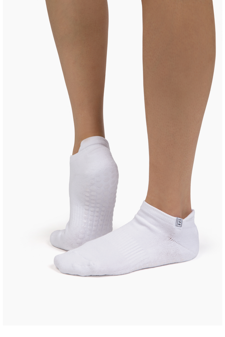 Antimicrobial Grip Sock- White Ankle with Clear Grip - 2 Pack, Alternate, color, White