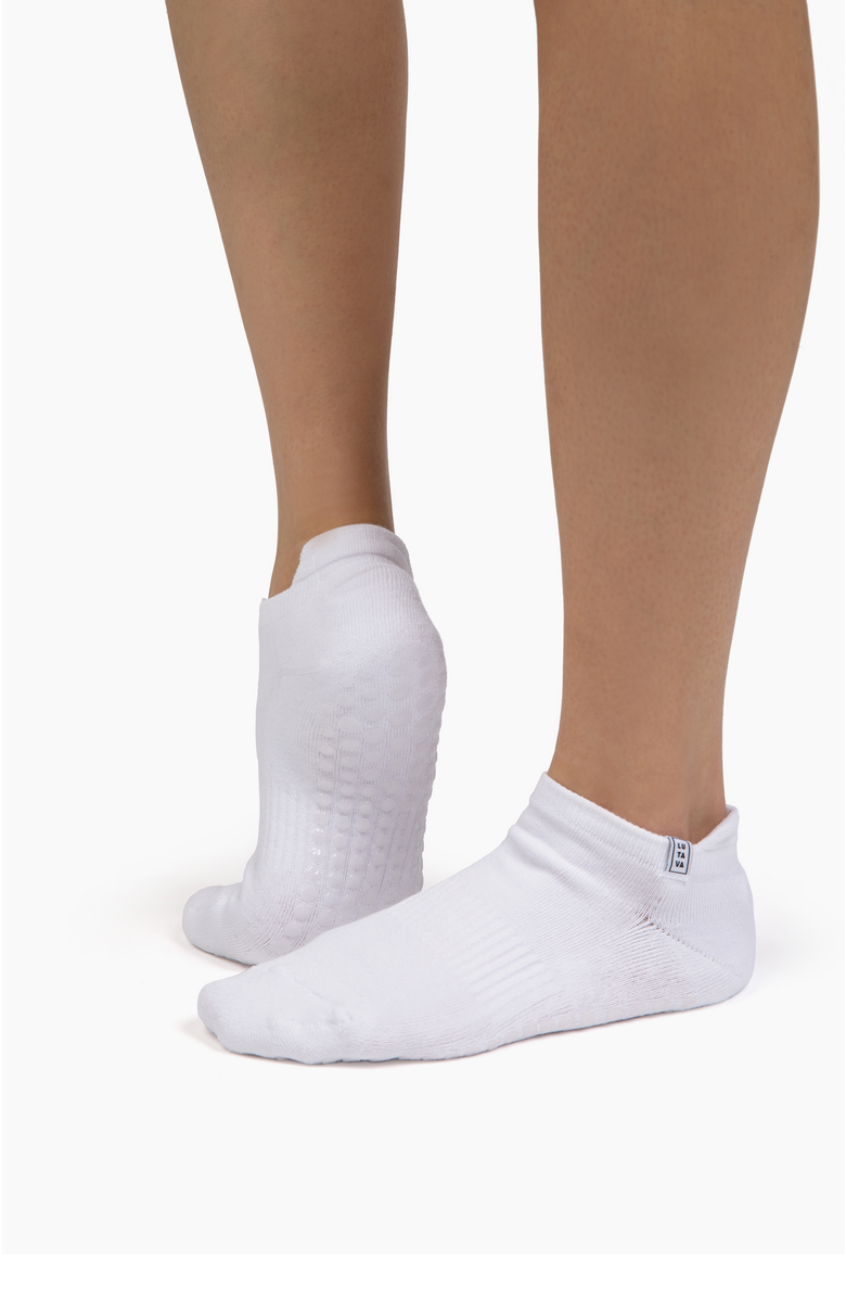 Lutava Antimicrobial Grip Sock- White Ankle with Clear Grip - 4 Pack, Alternate, color, White
