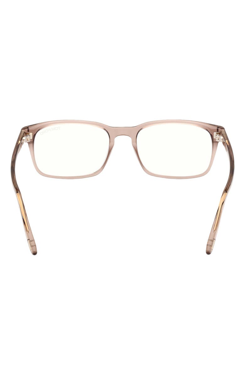 TOM FORD 54mm Rectangular Blue Light Blocking Glasses, Alternate, color, Light Sand / T Logo