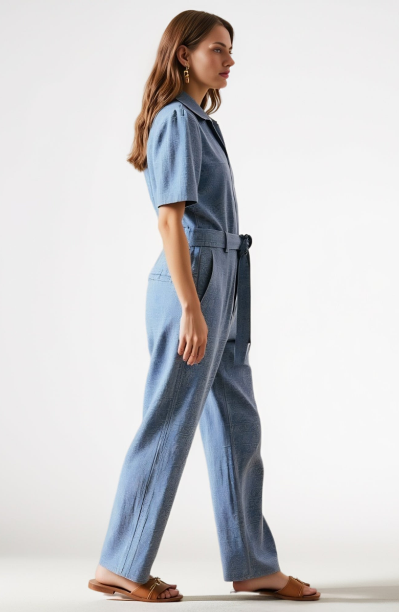 Modenaire Paisley Print Belted Jumpsuit, Alternate, color, Faded Paisley Print