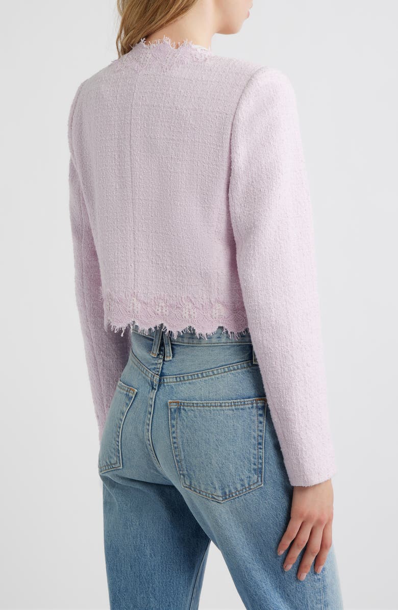 LoveShackFancy Erina Lace Trim Tweed Jacket, Alternate, color, Parasol Blush