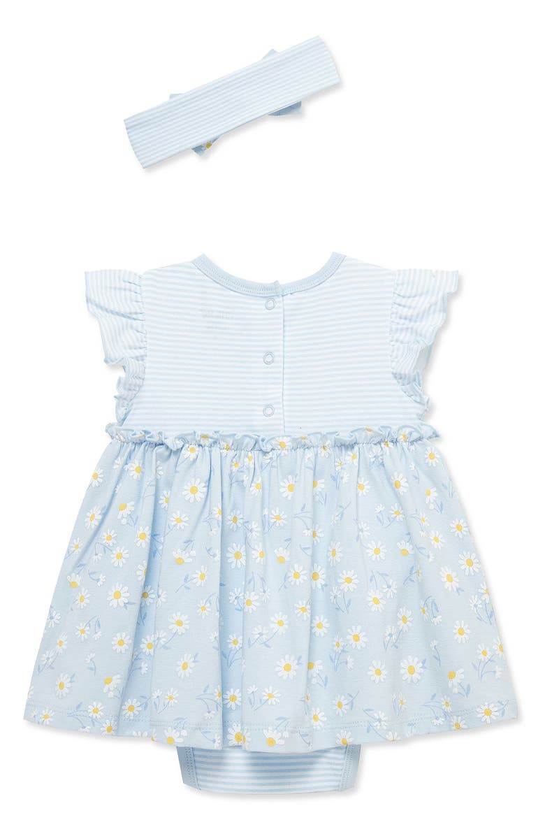 Little Me Daisies Skirted Romper & Headband, Alternate, color, Blue