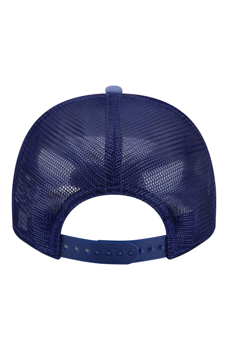 New Era Men's New Era Royal Texas Rangers Worn A-Frame 9FIFTY Trucker Snapback Hat, Alternate, color, Royal
