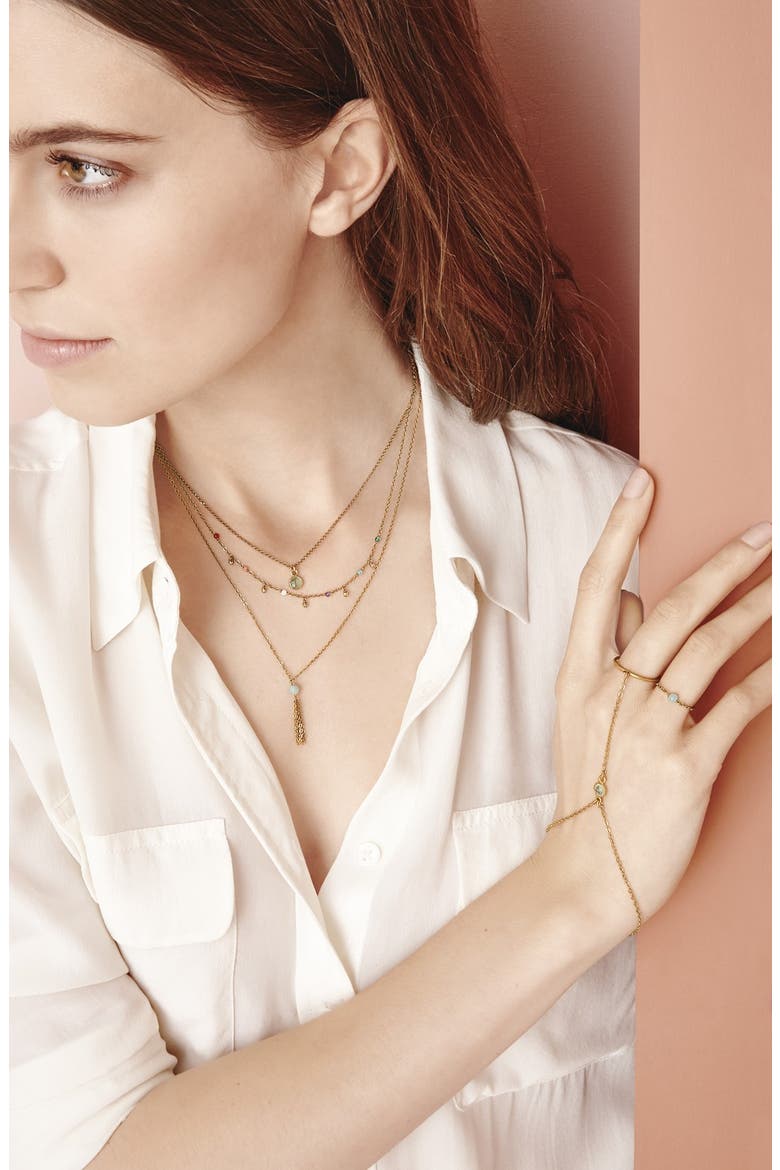 'Love Gem' Tassel Chain Pendant Necklace, Alternate, color, AMAZONITE/ SILVER