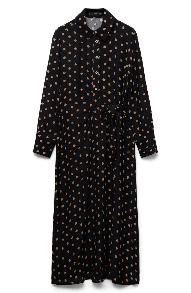 MANGO Polka Dot Long Sleeve Shirtdress, Alternate, color, 