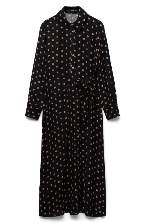 MANGO MANGO POLKA DOT LONG SLEEVE SHIRTDRESS