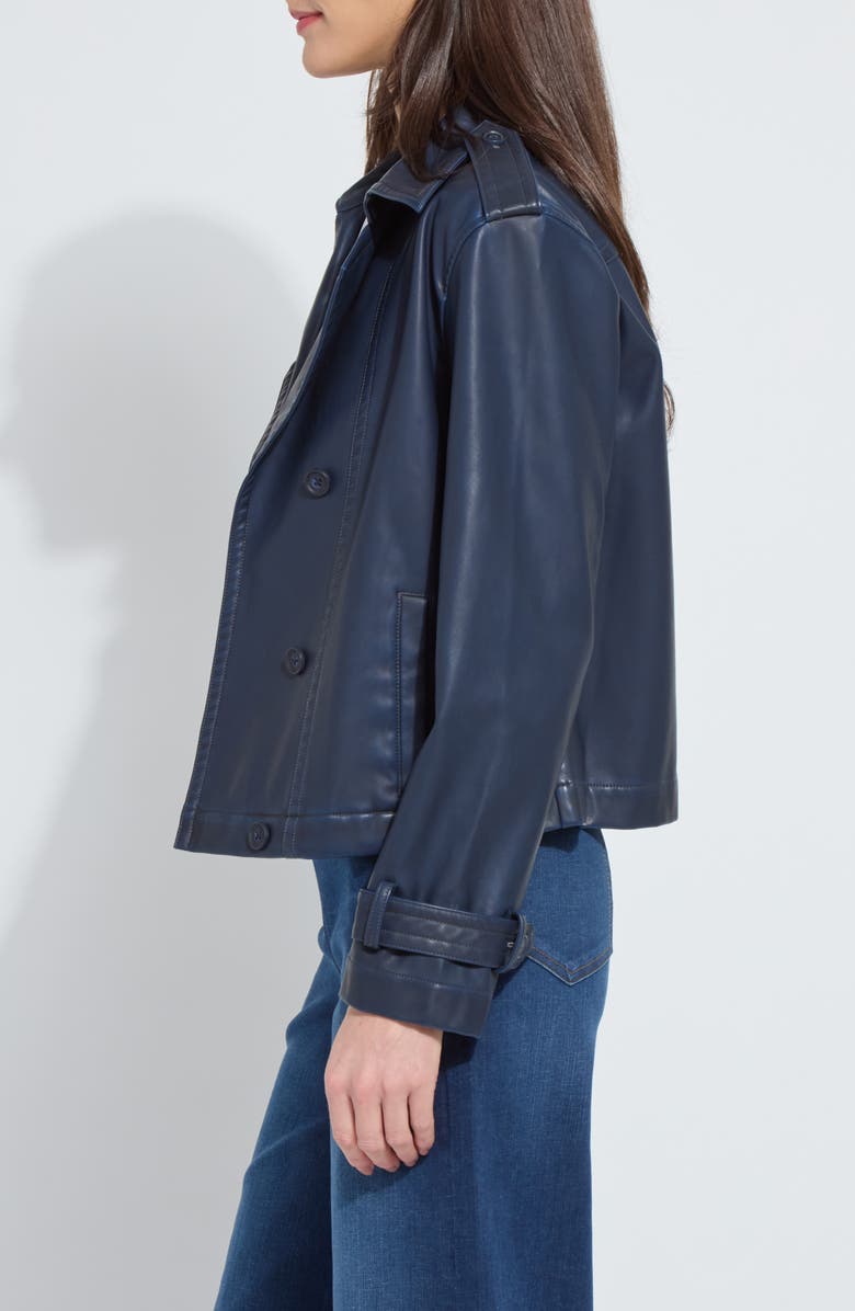 Lysse Evonne Faux Leather Crop Trench Coat, Alternate, color,