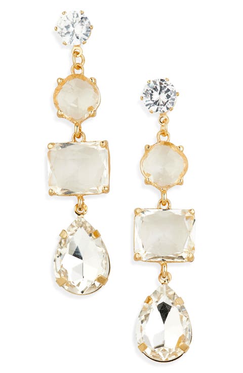 Mixed Shape Crystal Link Drop Earrings