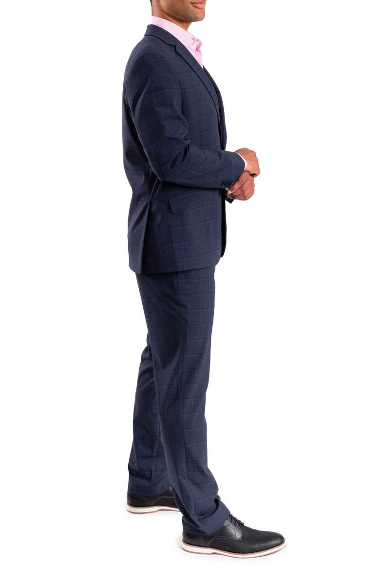 Windowpane Plaid Tailored Fit Suit, Alternate, color, BLUE