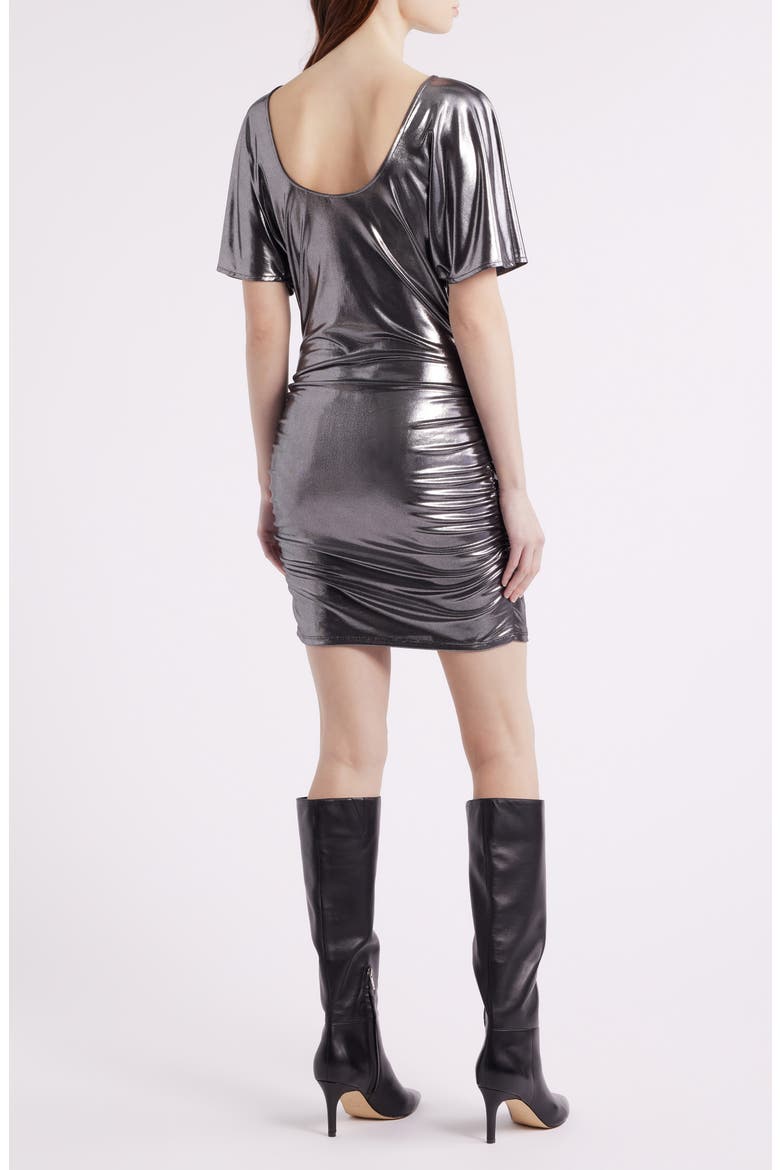 Crystal Ruched Lamé Minidress, Alternate, color, OPEN GY
