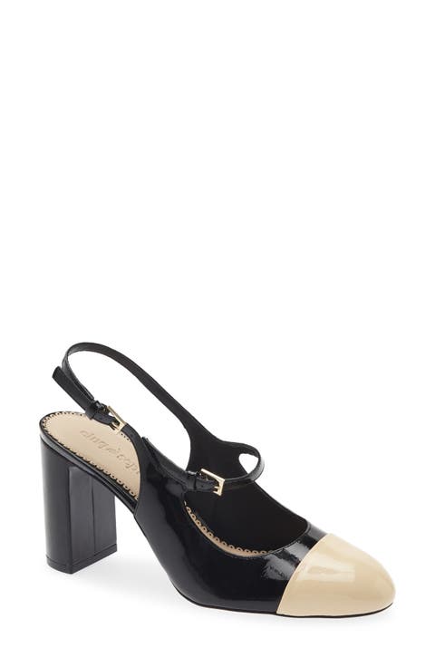 Lola Patent Leather Cap Toe Slingback Pump