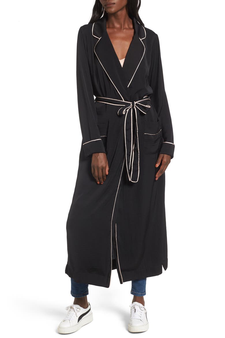 Satin Robe Jacket, Alternate, color, DEEP BLACK