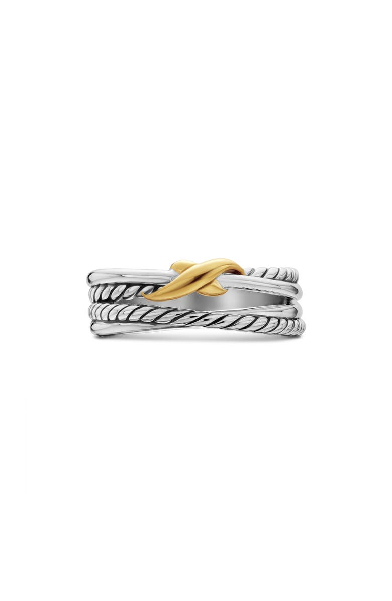 David Yurman X Crossover Band Ring in Sterling Silver with 18K Yellow Gold, 6mm, Main, color, Two Tone